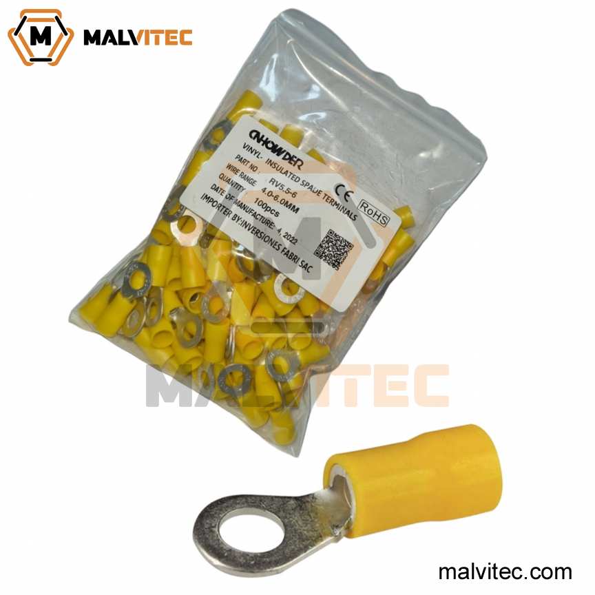 TERMINAL  A COMPRECION OJAL AMARILLO 4-6,MM2